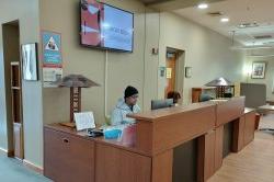 bloomfield college library front desk with 2 student workers